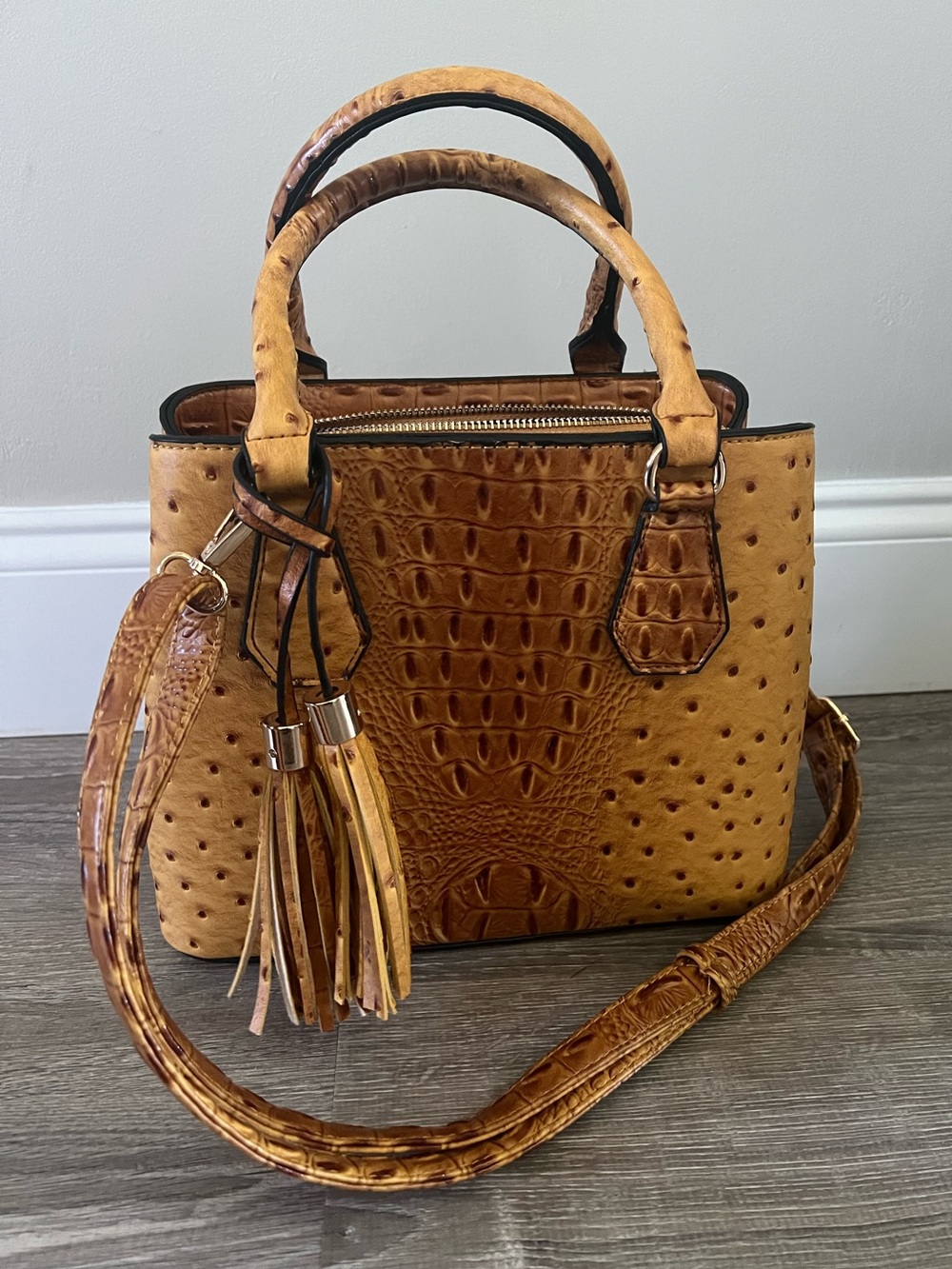 Yellow Ostrich Leather Handbag